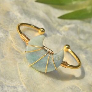 BURMA JADE MOON CUFF BRACELET